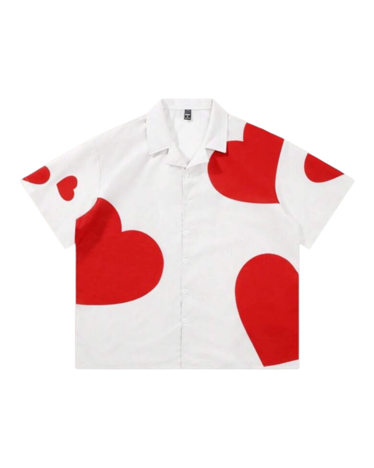 Heart Print Loose Casual Short Sleeve Shirt