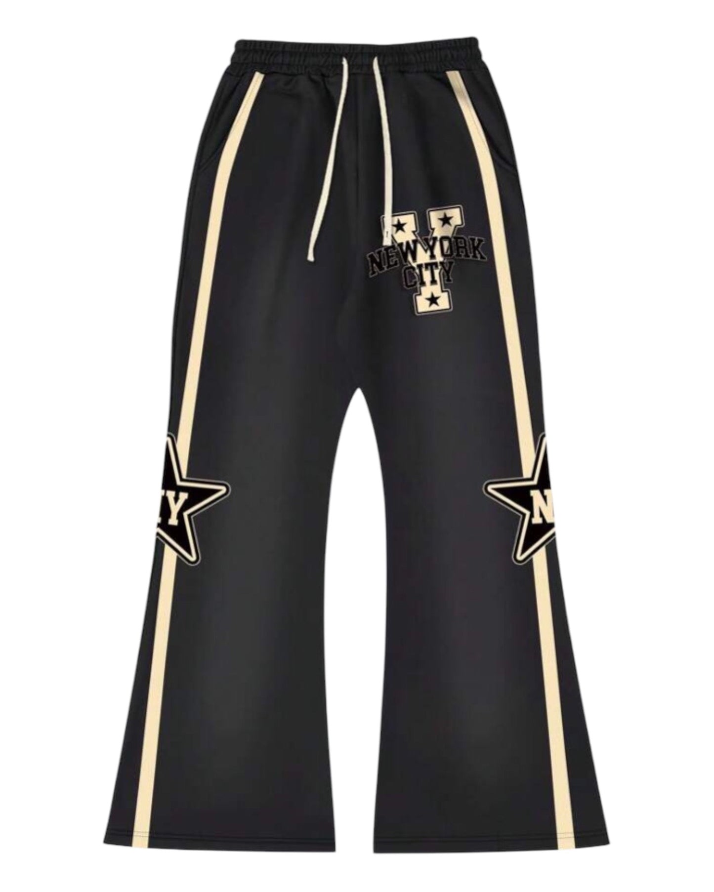 Contrast Striped Side Drawstring Waist Loose Flare Sweatpants