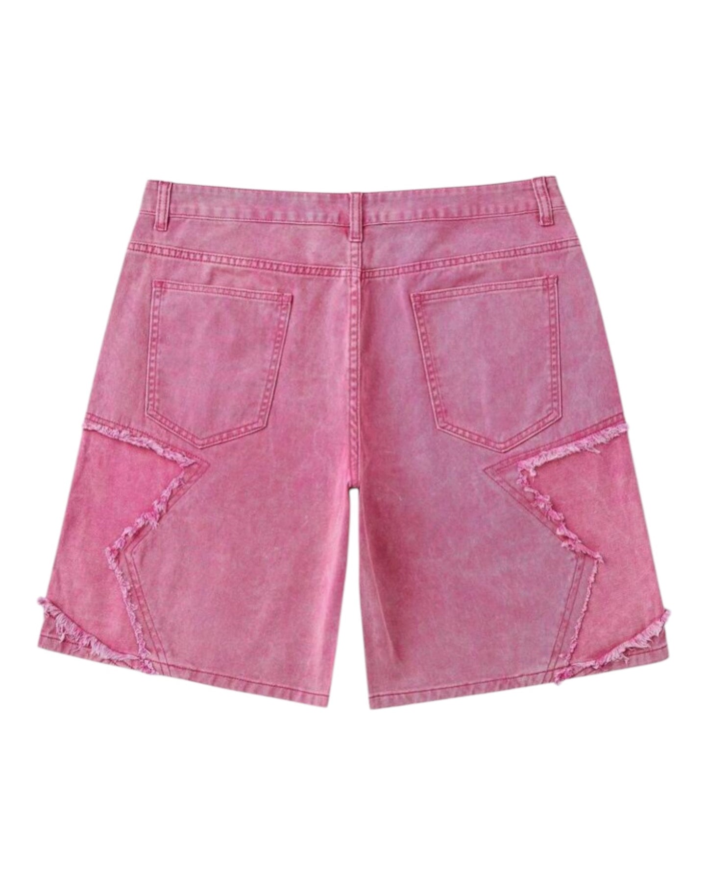 Washed Frayed Denim Shorts (Pink)