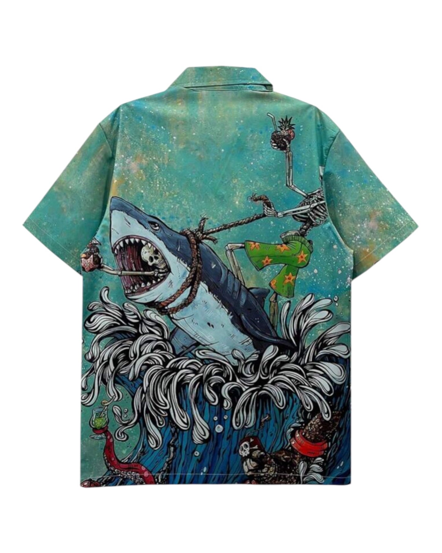 Quirky Skull & Shark Cartoon Printed shirt