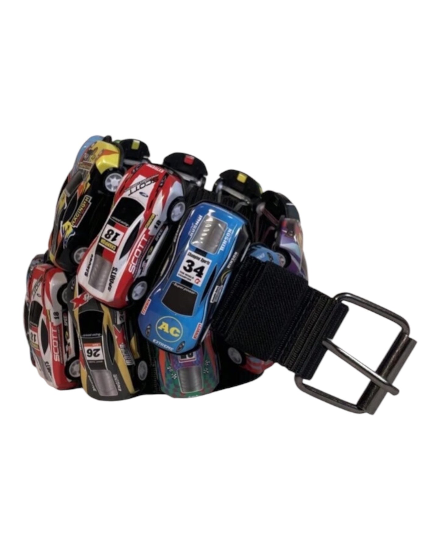 Handmade Color Block Mini Race Car Shaped Belt