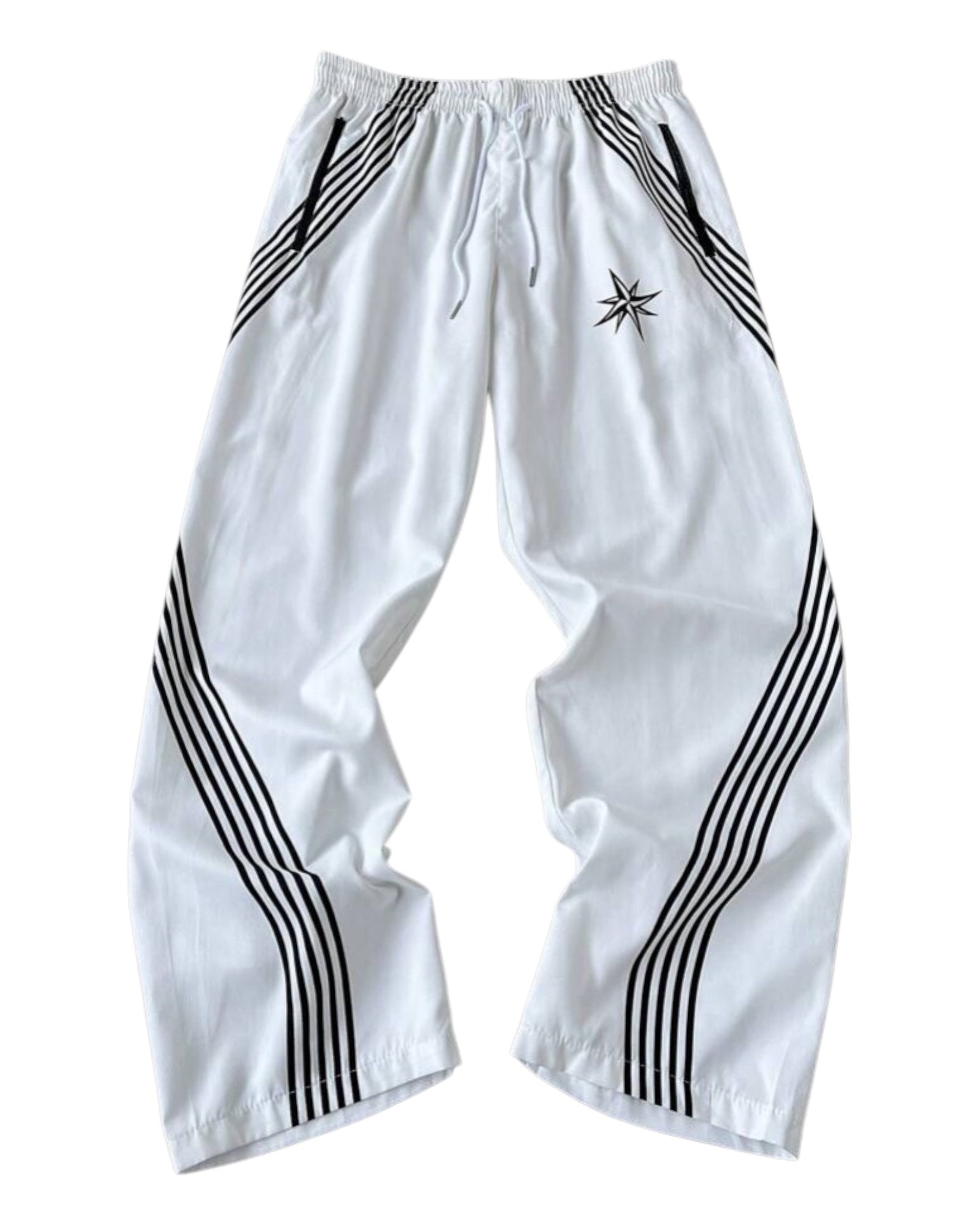 Striped Print Drawstring Pocket Casual Versatile Pants