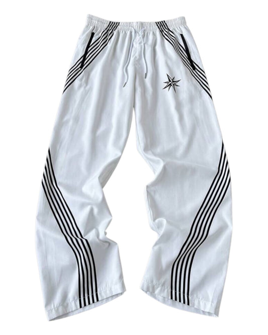 Striped Print Drawstring Pocket Casual Versatile Pants