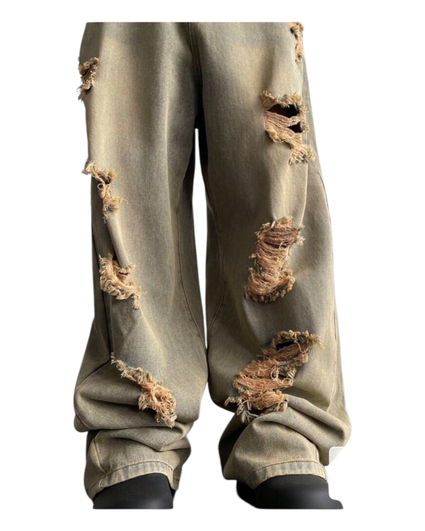 Vintage Light Blue Distressed &amp; Faded Wide Leg Baggy Jeans