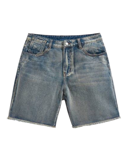 Light Blue Retro Denim Casual Straight Shorts