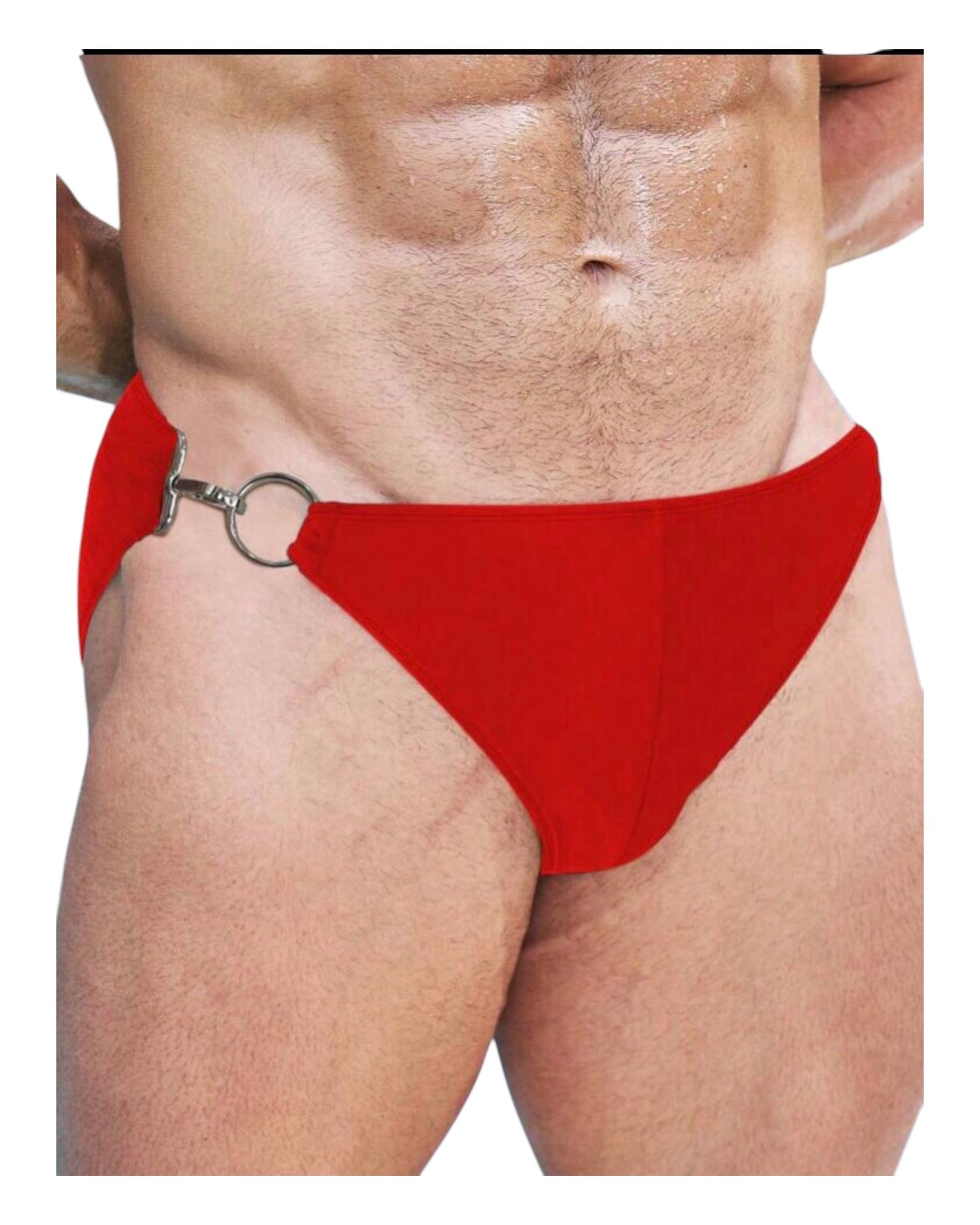 riangle Swim Trunks With Metal Ring Design