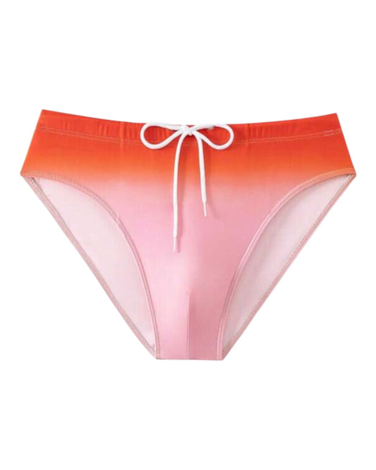 Ombre Color Waist Drawstring Swim Briefs